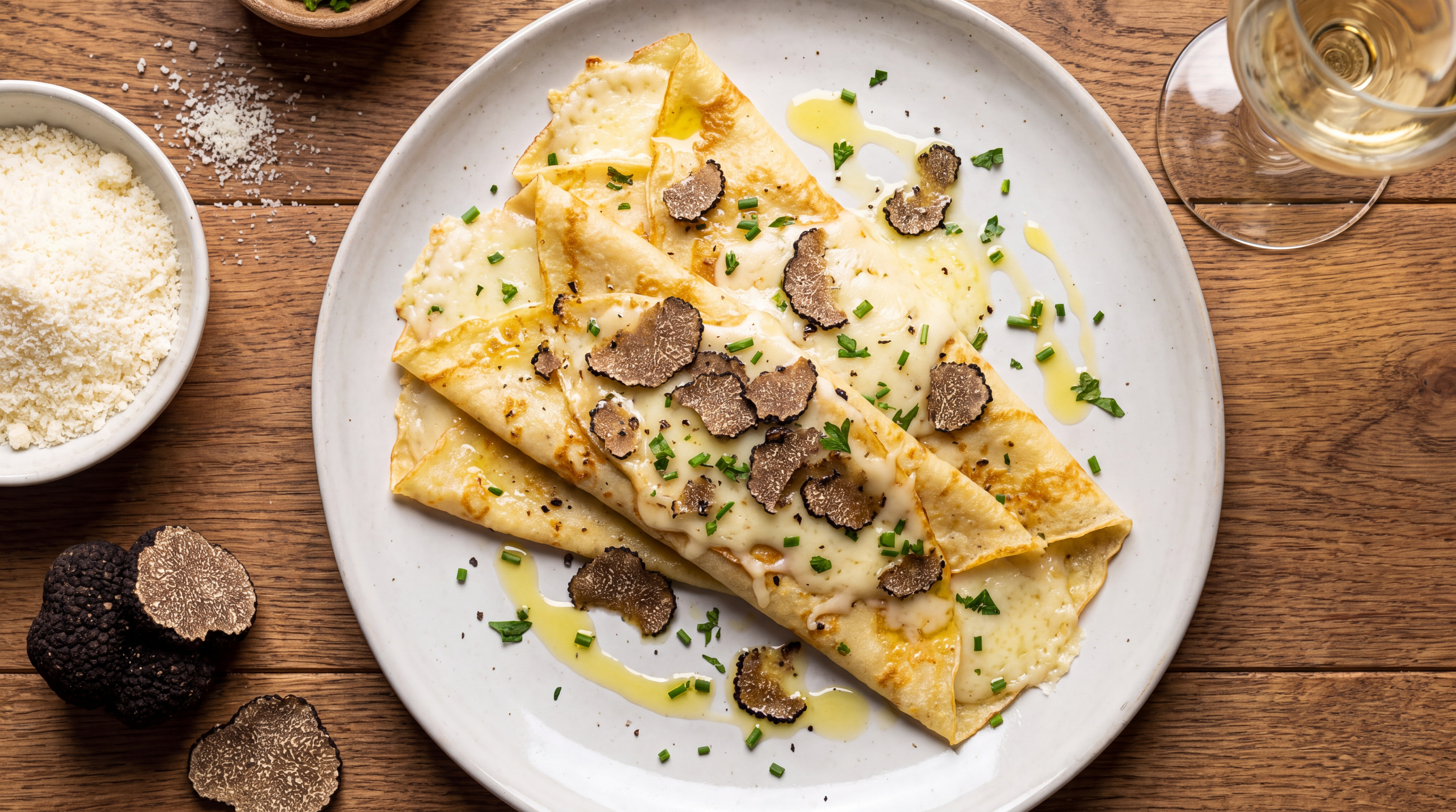 Crespellini al pecorino e tartufo bianco o nero